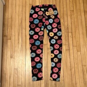 Kids Black Donut Print Leggings